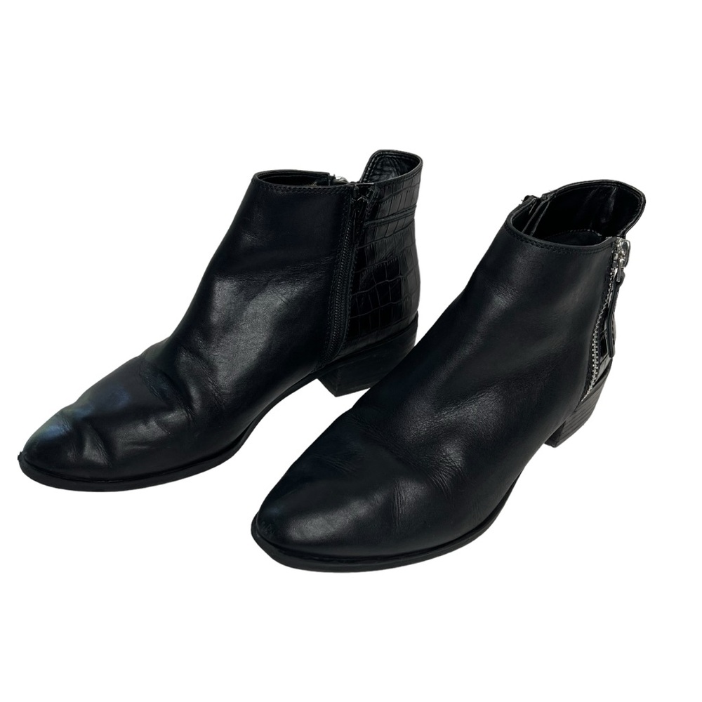 Aldo Reravia Women's Black Leather Croc Zip Ankle Boots size 10